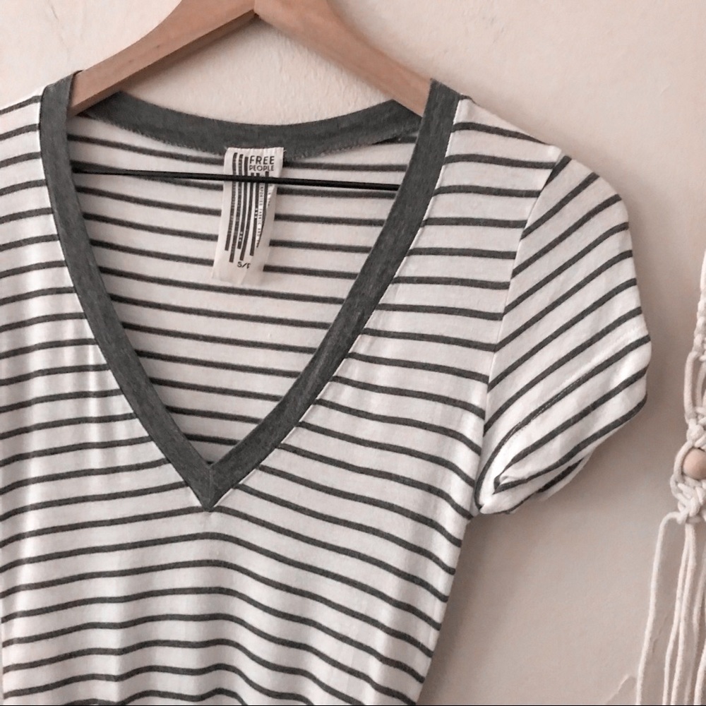 Free People Oh Me Oh My Striped V-Neck Bodysuit